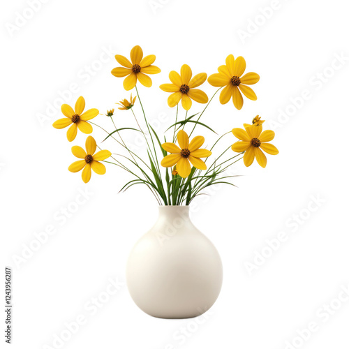 Wallpaper Mural 3D icon of A bouquet of Coreopsis in vase isolated on transparency background Torontodigital.ca