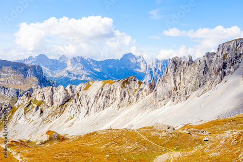 Italian dolomites panorama on a summer day