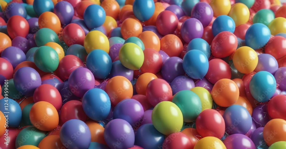 Vibrant rainbow balloons in a wavy pattern against a bright background, abstract background, playful pattern, wavy rainbow balloons, whimsical design Vibrant rainbow balloons in a wavy pattern against a bright background, abstract background, playful pattern, wavy rainbow balloons, whimsical design