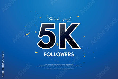 5k followers celebration with beautiful background design vector.