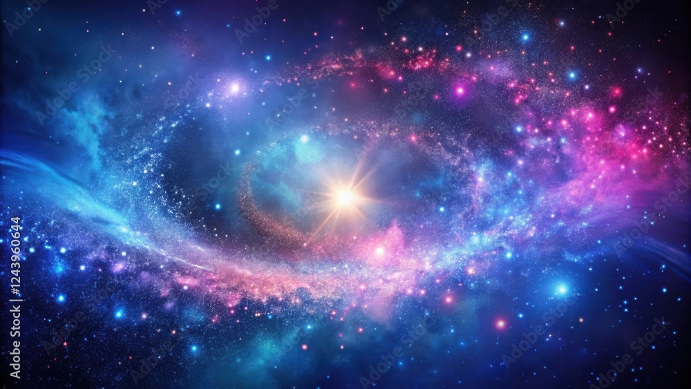 Obraz premium A Celestial Spiral Galaxy with Vibrant Nebulae and Radiant Stars