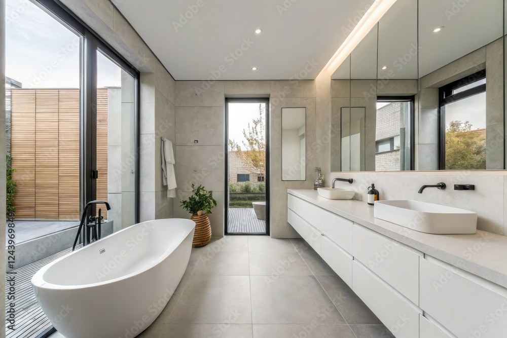 Minimalist bathroom design with a focus on clean lines and simple shapes, peaceful ambiance, clean lines Minimalist bathroom design with a focus on clean lines and simple shapes, peaceful ambiance, clean lines