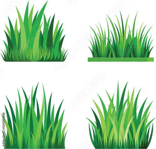 Nature’s Green Grass Collection. Fresh Green Grass Collection. Vibrant Grass Bundle. Lush Green Grass Set.