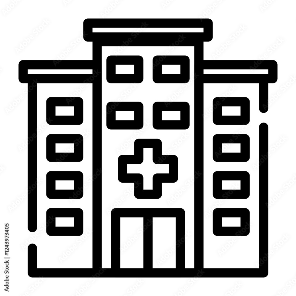 hospital building cut line icon hospital building cut line icon