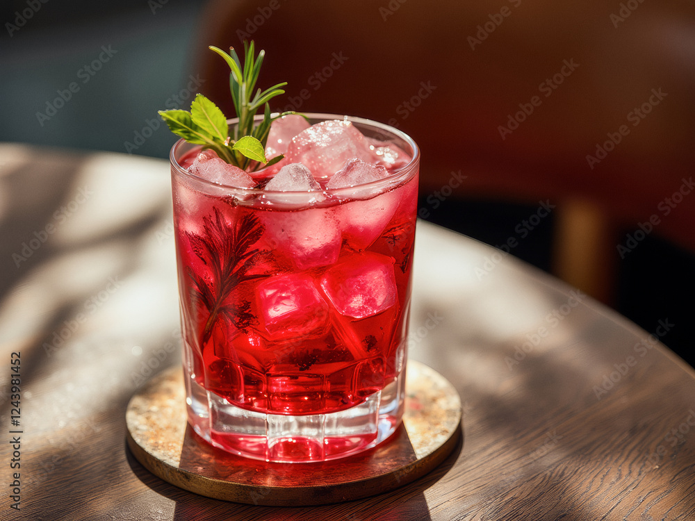 custom made wallpaper toronto digitalprofessional advertisement food photography: A glass filled with ice sitting on top of a wooden table.