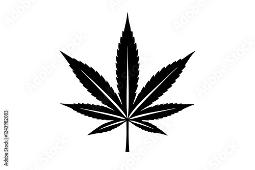 Cannabis Marijuana Hemp Leaf Symbol - Flat Vector Icon for Digital Use