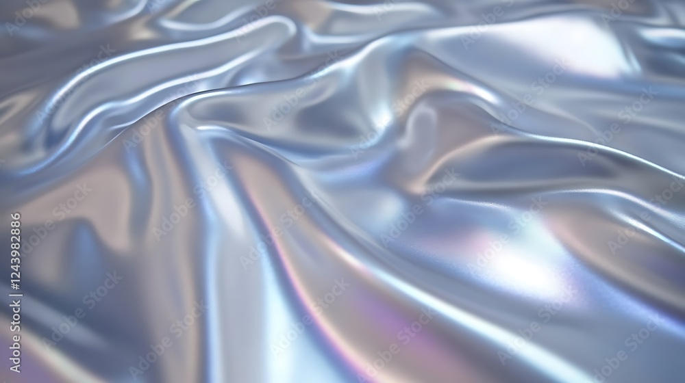 Obraz premium Iridescent Silver Fabric Draped in Soft Waves