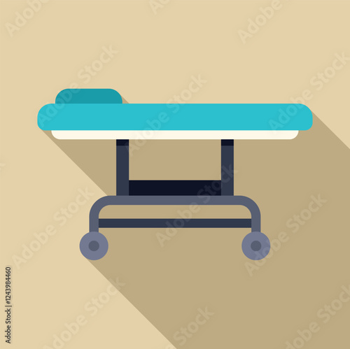 Empty medical stretcher bed is waiting for a patient in hospital corridor