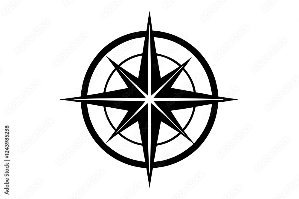 Compass Rose Icon - Flat Design Windrose Symbol for Navigation Compass Rose Icon - Flat Design Windrose Symbol for Navigation