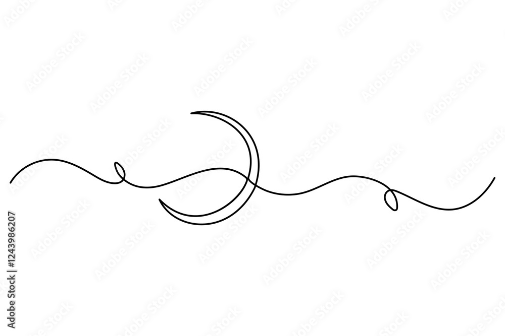Ramadan symbol continuous one line drawing of moon icon Eid in simple outline vector illustration
Ramadan symbol continuous one line drawing of moon icon Eid in simple outline vector illustration