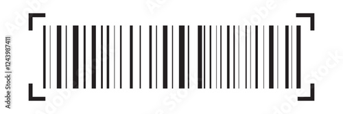 Barcode scratched, line bar stickers icon isolated on white, clipping path. Trendy  fake bar code for web icon. Abstract barcode vector icon illustration.

