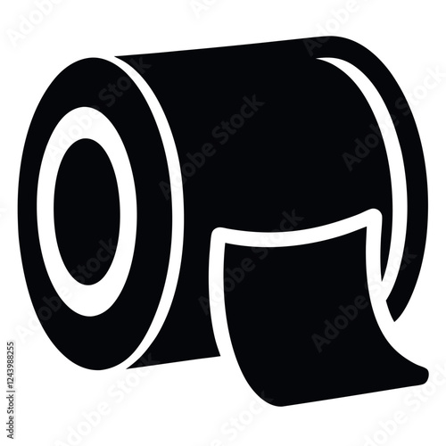 Black and White Toilet Paper Roll Icons Set design