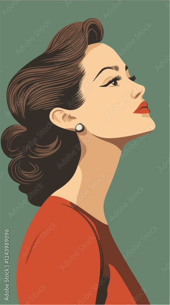 Illustration of a beautiful woman in retro style. Beautiful woman. Illustration of a beautiful woman in retro style. Beautiful woman.