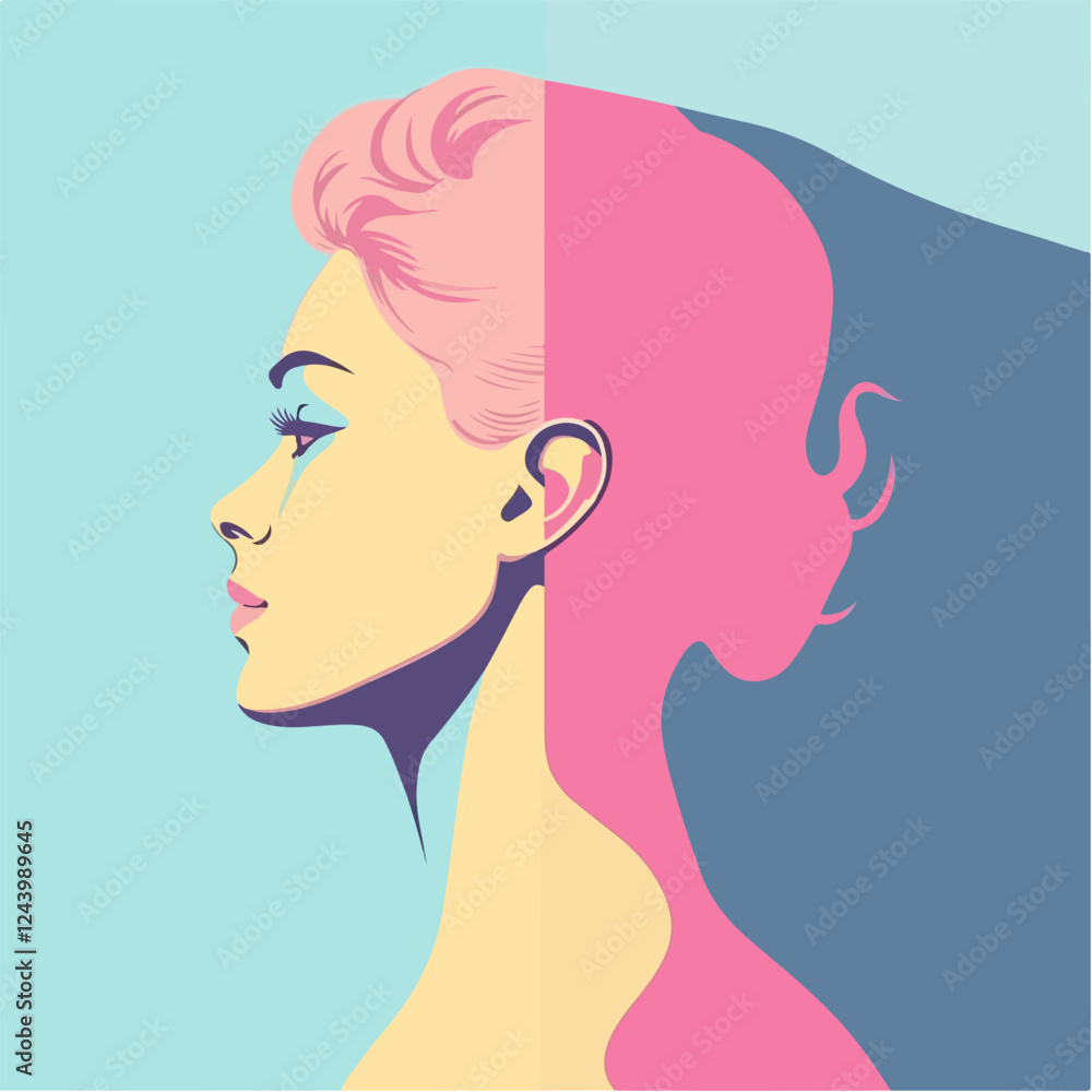 Illustration of a beautiful woman in retro style. Beautiful woman. Illustration of a beautiful woman in retro style. Beautiful woman.