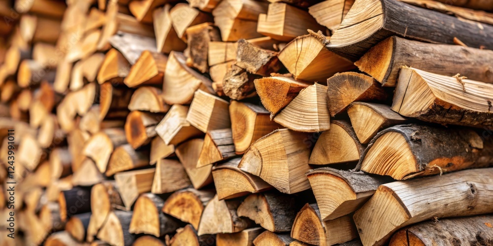 A Stack of Neat, Dried Firewood Ready for the Winter Season A Stack of Neat, Dried Firewood Ready for the Winter Season