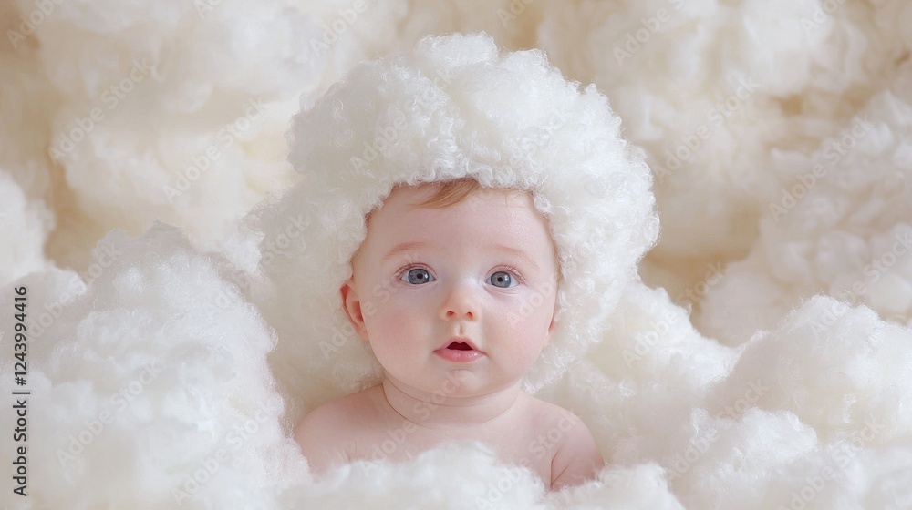Baby in cloud costume, studio shot, soft focus, dreamy background, ideal for baby product ads Baby in cloud costume, studio shot, soft focus, dreamy background, ideal for baby product ads