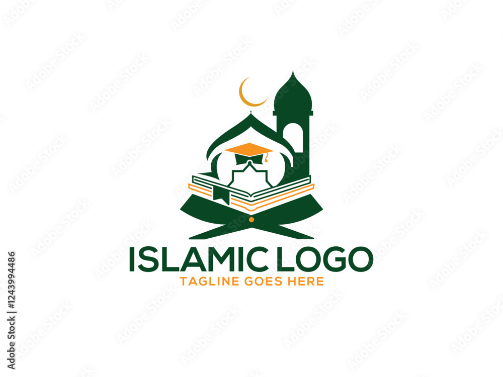 Obraz premium Islamic logo, Mosque icon design vector template