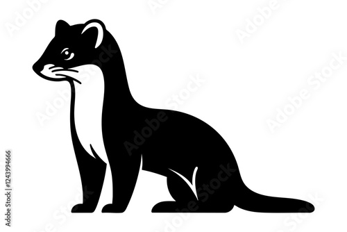 Ermine silhouette monochrome clip art logo illustration