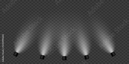 Magic stage lighting effect. Spotlight light effect. On a transparent background.