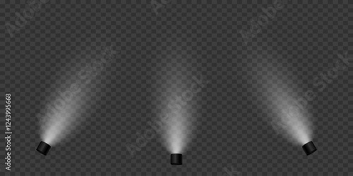 Magic stage lighting effect. Spotlight light effect. On a transparent background.
