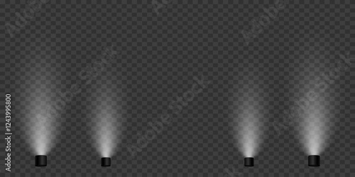 Magic stage lighting effect. Spotlight light effect. On a transparent background.