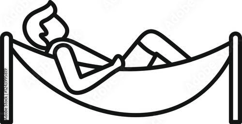 Man enjoying summer vacation, relaxing in hammock, leisure and tranquility concept