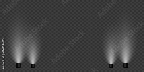 Magic stage lighting effect. Spotlight light effect. On a transparent background.