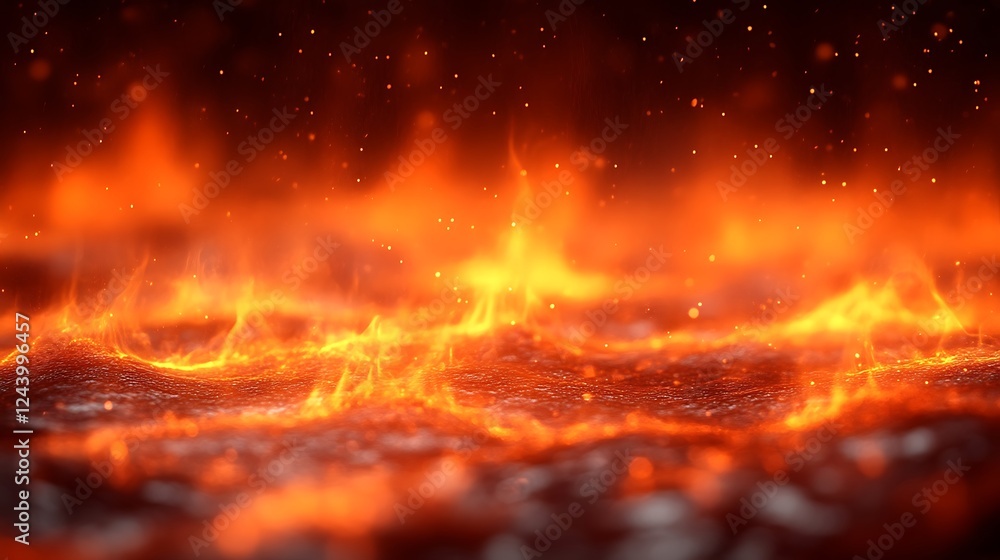 Fiery Embers Glow Brightly In Dark Surroundings Fiery Embers Glow Brightly In Dark Surroundings