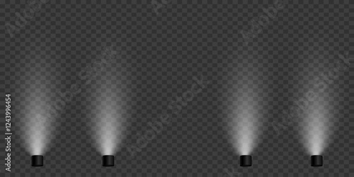 Magic stage lighting effect. Spotlight light effect. On a transparent background.