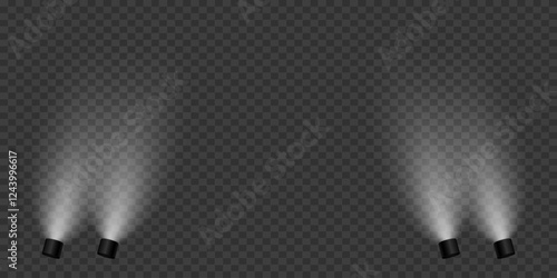 Magic stage lighting effect. Spotlight light effect. On a transparent background.