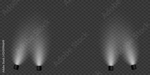 Magic stage lighting effect. Spotlight light effect. On a transparent background.