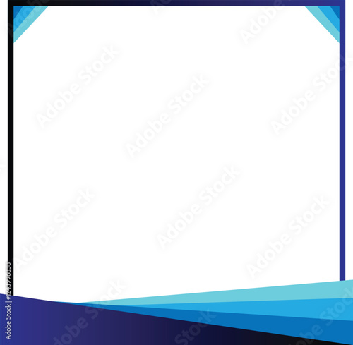 A blue and white frame with a blue border sits on a white background. The frame is designed to draw attention to whatever is inside it, whether it be a piece of artwork, a photograph