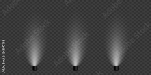 Magic stage lighting effect. Spotlight light effect. On a transparent background.