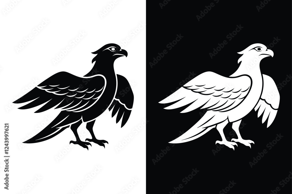 Obraz premium Osprey Bird Icon Black and White Vector.