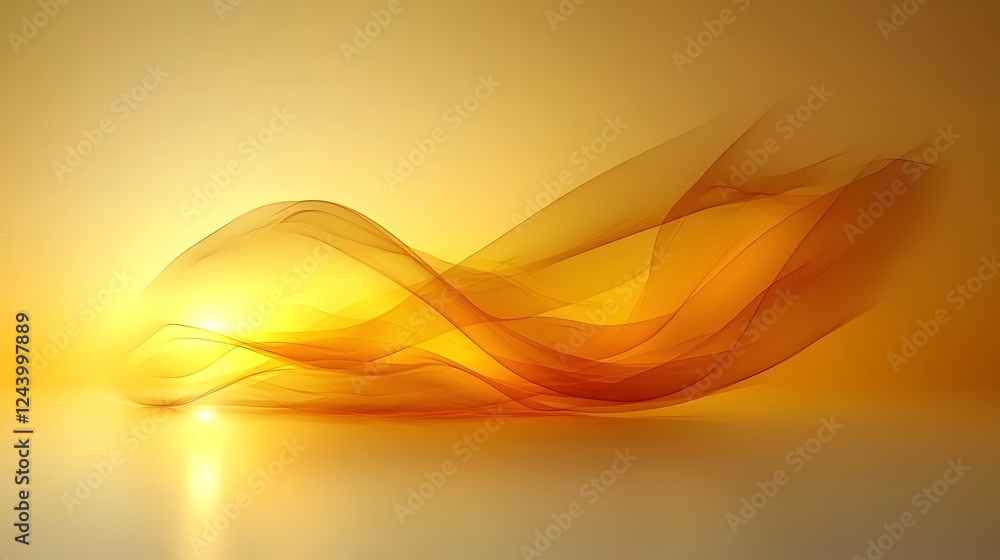 Fototapeta premium A mesmerizing composition of flowing golden waves against a soft yellow background, evoking a sense of warmth and tranquility.