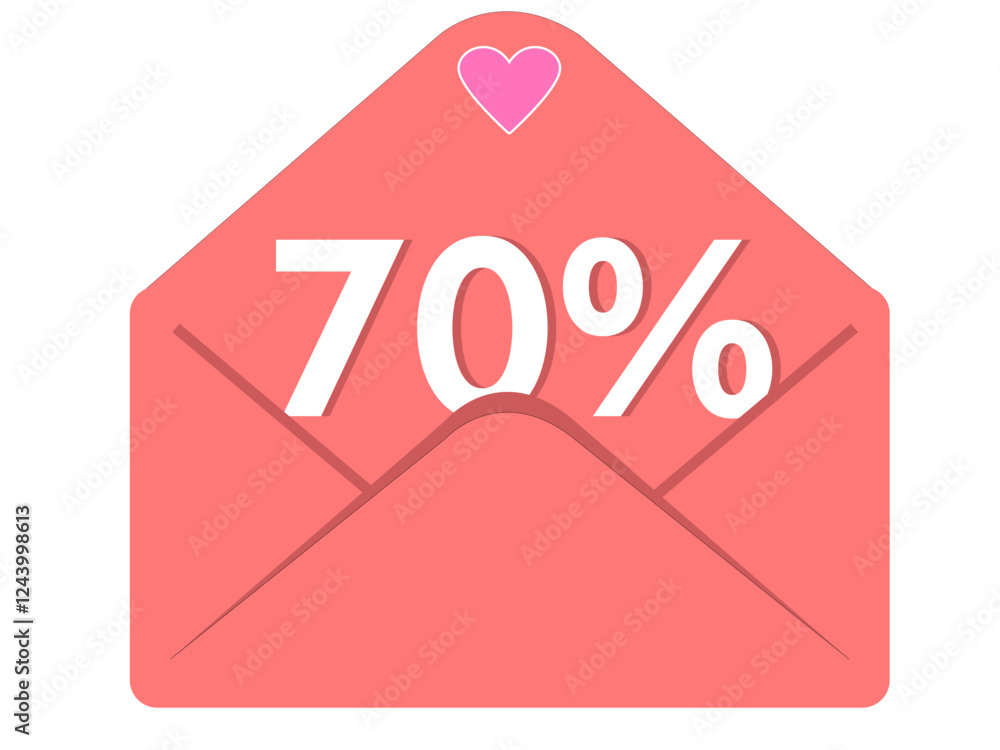 70% envelope icon on white background
Creative envelope with discount, promotion, sale and heart
Open envelope 70% envelope icon on white background
Creative envelope with discount, promotion, sale and heart
Open envelope