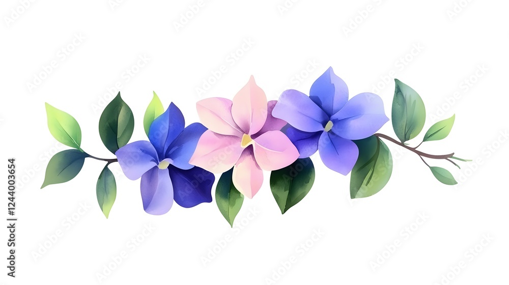 Fototapeta premium Delicate Floral Arrangement with Vibrant Blue and Pink Flowers