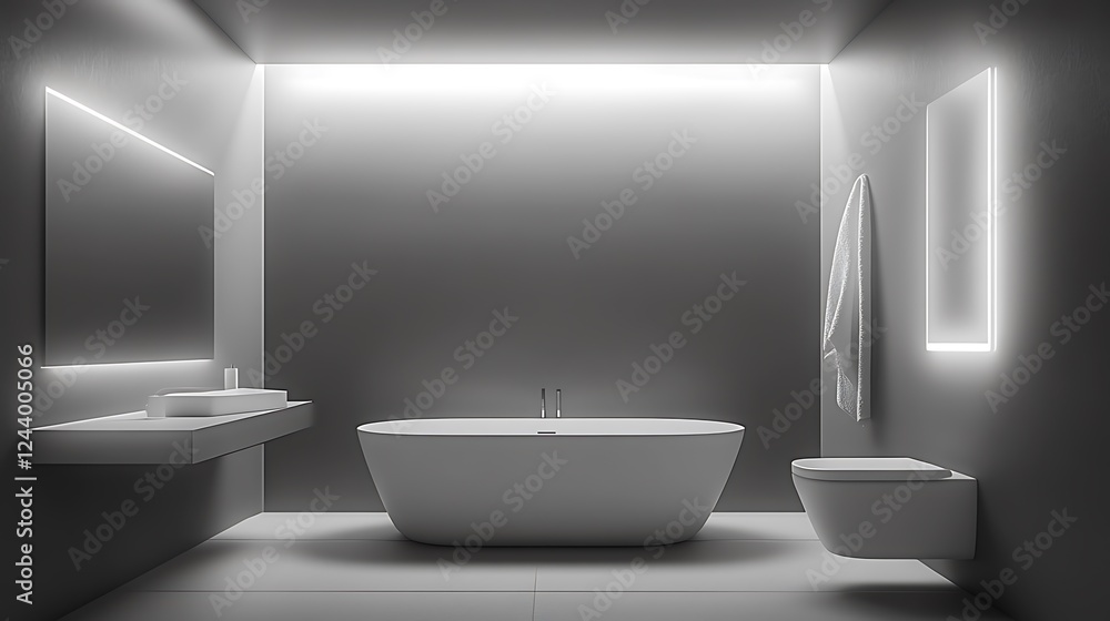 Modern bathroom interior with bathtub toilet and sink Modern bathroom interior with bathtub toilet and sink