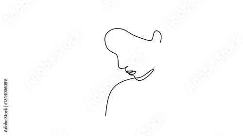 Continuous line drawing animation of face abstract. Minimalist animation isolated on white background. Animation video