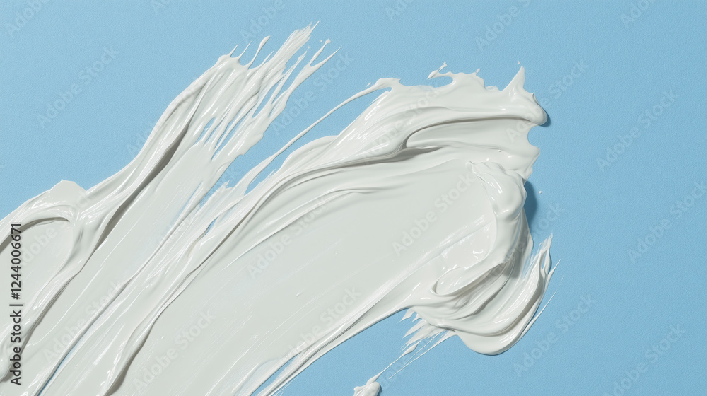 Creamy Swirl on Blue: An abstract image featuring a dynamic swirl of creamy white substance against a serene light blue background. The texture is rich and inviting, suggesting smoothness and luxury. Creamy Swirl on Blue: An abstract image featuring a dynamic swirl of creamy white substance against a serene light blue background. The texture is rich and inviting, suggesting smoothness and luxury.
