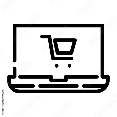 laptop shopping cut line icon