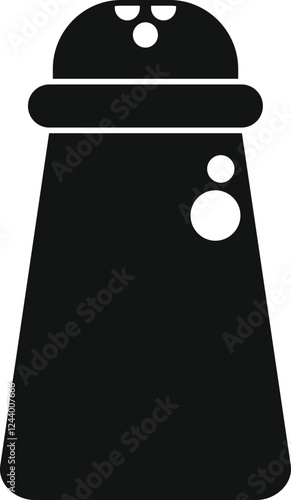 Simple black and white vector icon of a salt shaker, perfect for representing seasoning or flavor