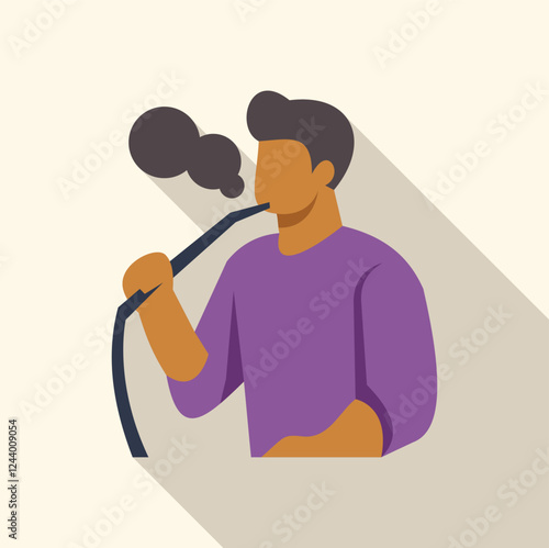 Young man enjoying a hookah in a relaxed setting, creating a calming and social atmosphere