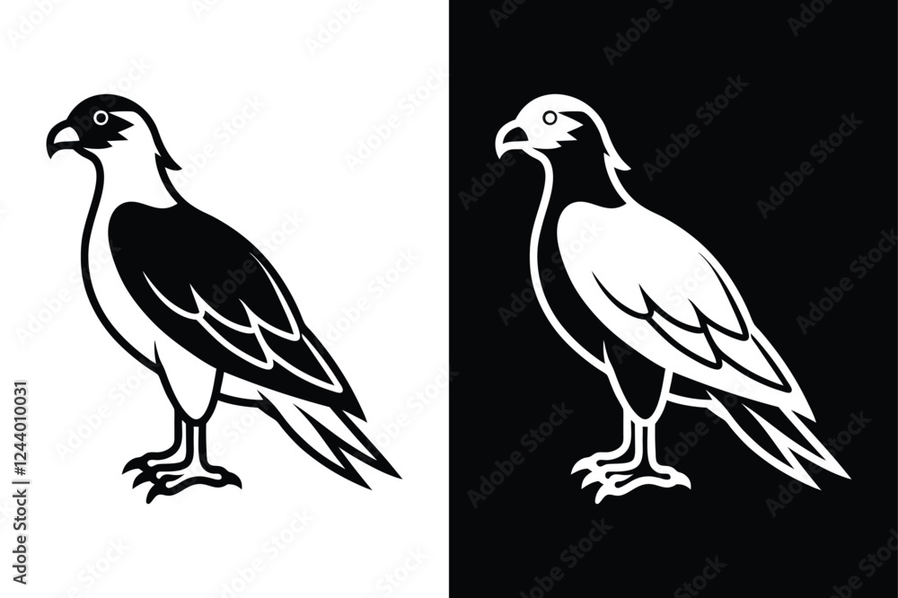 Obraz premium Black and White Osprey Bird Vector Icon.