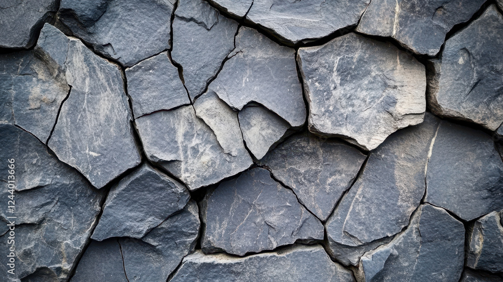 Fototapeta premium Textured Dark Stones Arranged in an Intricate Pattern Showcasing Natural Geological Formations in a Rugged Landscape