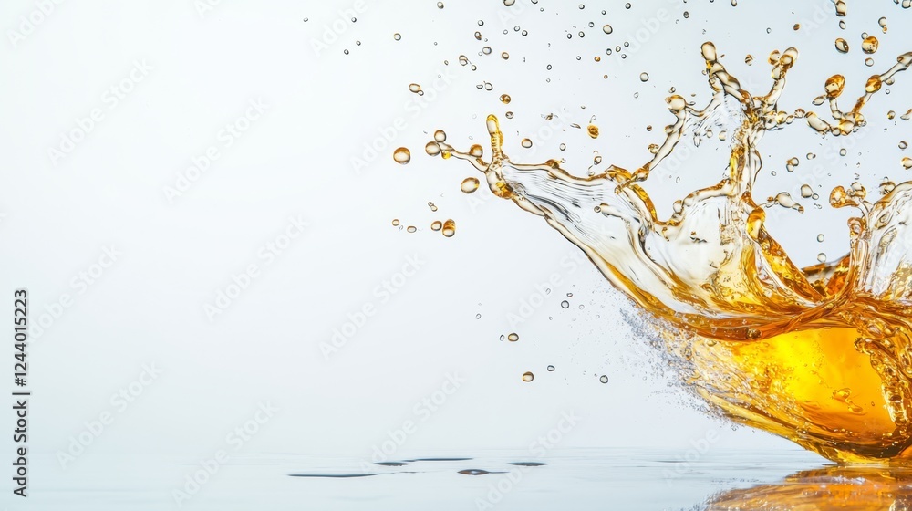 Golden honey splashes in a captivating display of liquid dynamics, creating a beautiful interplay of light and reflections on a smooth surface during a well-lit moment. Golden honey splashes in a captivating display of liquid dynamics, creating a beautiful interplay of light and reflections on a smooth surface during a well-lit moment.