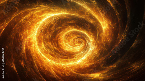 Swirling Golden Energy Creates a Captivating Cosmic Vortex in the Depths of Space