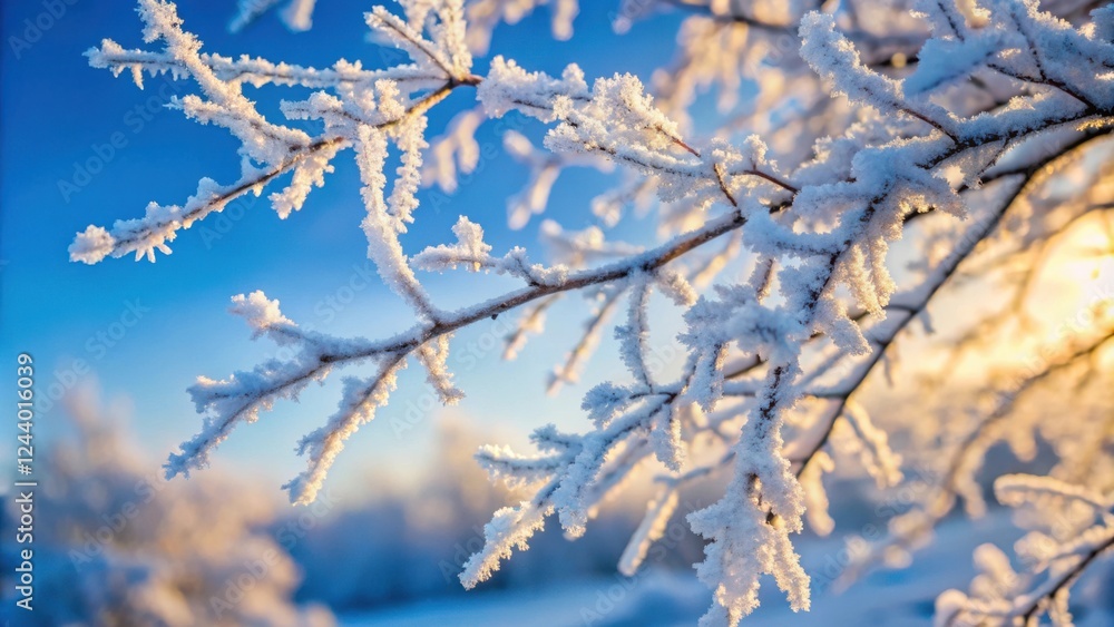 Winter's Icy Embrace A Frosty Branch Against a Vivid Blue Sky Winter's Icy Embrace A Frosty Branch Against a Vivid Blue Sky