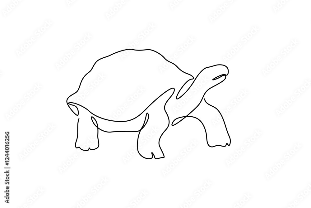 Continuous single-line drawing of a turtle clipart. Continuous single-line drawing of a turtle clipart.