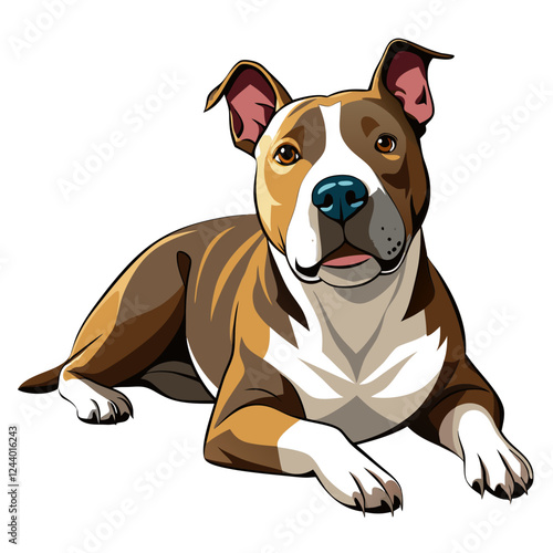 american pit bull terrier dog isolated on white, Color vector illustration. Pet animal  